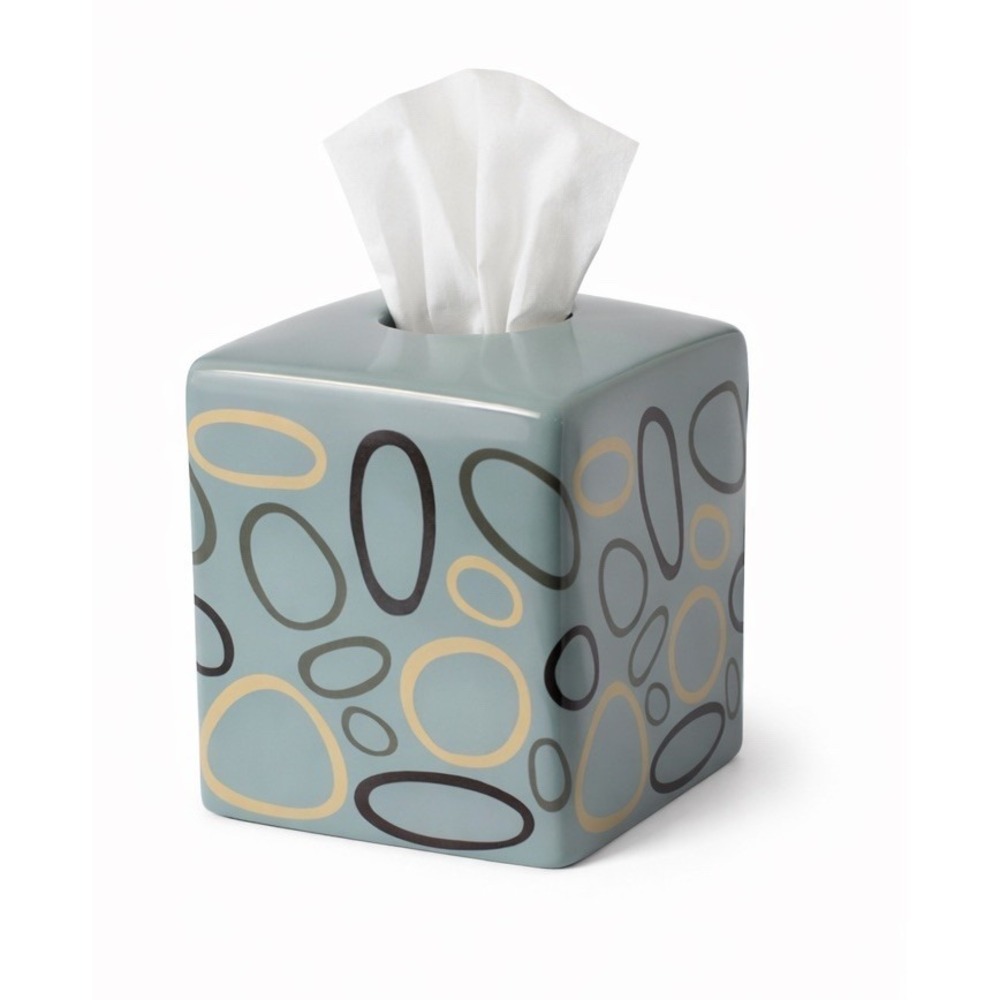 Angela Adams VTG MCM Tissue Box Holder Bathroom Ceramic Retro Blue 5.5" Lulu
